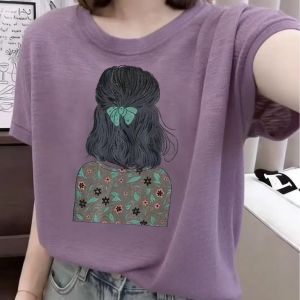 V.C.I | Purple Bamboo Cotton Ice Silk Short Sleeve Printed T-Shirt Summer 2026 New Design