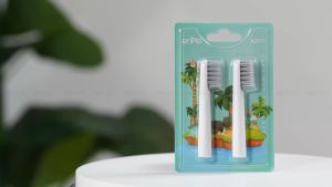 Set 2 Đầu Bàn Chải Thay Thế Dòng Bàn Chải Điện ENPIS SMART-KIDDY Thiết Kế Đầu Bàn Chải Thuôn Hình Bầu Dục Nhỏ Gọn Giúp Tiếp Cận Những Vùng Sâu Trong Chân Răng