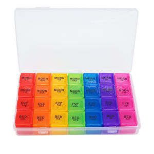 7 Days A Week 28 Compartment Pill Box Pp Plastic Storage Edible Vitamins Convenient Color Pill Box