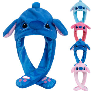 Hot Sale Cute Stitch Ear Moving Up Hat Women Girls Funny Cap Rabbits Ears Winter Lovely Plush Hat