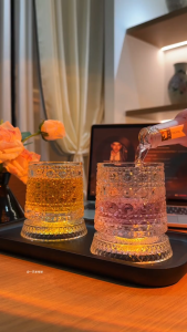 260ml Crystal Whiskey Glass Transparent Wine Glass Spirit Glass Luminous Rotating Wine Cup For Home Bar Party