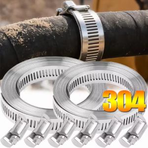 304 Stainless Steel Hose Clamps Strap DIY Sized Screw Band with Fasteners Worm Gear Clip Adjustable Tube Pipe Ducting Hose Clamp