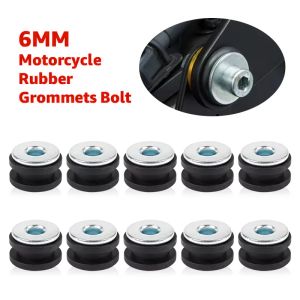 10Pcs 6mm Motorcycle Rubber Grommets Bolt Assortment Kits Fairing Bolt Pressure Relief Cushion Buffer Washer Shock Bushing