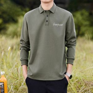 ROMON | Loose Fit Long Sleeve Polo Shirt For Men Romon Brand Spring Autumn New Style Casual Trendy Sweatshirt Base Layer Top