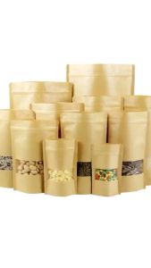 Standing Pouch Craft Paper Ekonomis Windows Ziplock Kemasan Buram