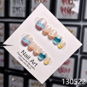 Handmade Detachable Cat Forest Rainbow Color Nail Art Pure Handmade Wearable Nails Cute Temperament Nail Tips False Nails