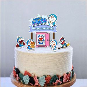 Topper cake Doraemon happy birthday hiasan kue ulang tahun