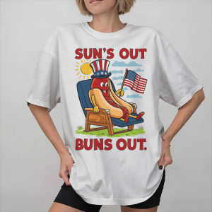 Sanrio | Suns Out Buns Out Funny Hot Dog Food Lover Tee Shirt for Men Women New Arrival Summer Fashion T Shirts Cotton Clothing Tops