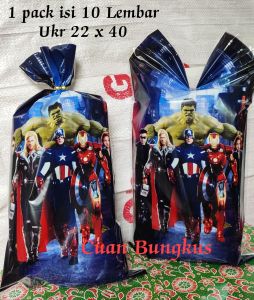 Plastik Snack Ulang Tahun AVANGER (ultah) / Plastik Karakter / Plastik OPP HUCK/AVENGER 10 pcs