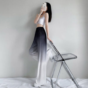 Elegant Fashionable Spring High Waist Gradient Color Wide Leg Pants