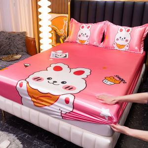 Summer Ice Silk Fitted Sheet One-Piece Double 1.8 M Mattress Cover Bedspread Simmons Mattress Dustproof Protective Cover 1.5 M1.2