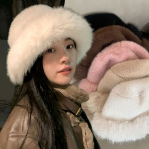 Fluffy Fur Bucket Hat For Women Plush Fisherman Hat Warm Womens Winter Hat Thicken Cold Snowy Day Panama Cap Chrismas Gifts