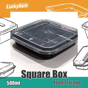 LuckyRich - Square Box - Food Storage 50/100pcs 500ml with LID Cover for Food Container needs