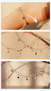 Vòng tay nữ lắc tay dây đôi cườm bi dễ thương xi bạc 925 trắng sáng style hàn quốc khuyến mãi