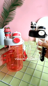 Tumbler 3029 Botol Air Minum Anak Kartun 2 Cara Minum Sedotan dan Langsung Handle Tali 650ml