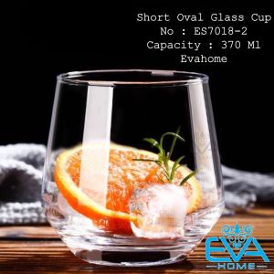 Ly Thuỷ Tinh Uống Nước Chịu Nhiệt Dáng Oval Lùn 370Ml Short Oval Glass Cup ES7018-2