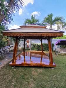 ศาลาไม้สักทองขนาดพื้น 2.5 × 3 เมตรพื้นต่ำ 10 เซนติเมตร