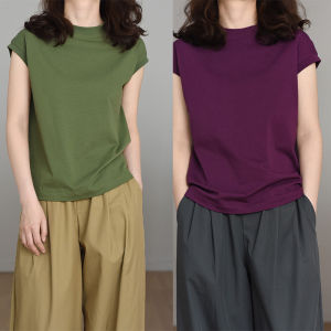 All-Cotton Vintage Sleeveless T-shirt: Casual Crewneck Round-Neck Design Versatile Style for Summer