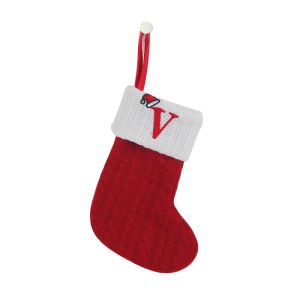 Christmas Red Christmas Stockings Christmas Tree Pendant Wool Knitting Letter Socks Christmas Decorations Candy Bag