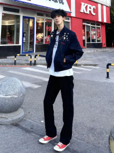 American Vibe High Waist Black Jeans Mens Autumn High Waist Knife Edge Pants Leg Lengthening Micro Flared Slim Straight Leg Jeans