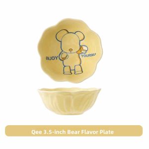 Cute Cartoon Bear Series Ceramic Bowl Dish Set Single Piece Adorable Dinnerware High Aesthetic Value Soup Bowl Home Use