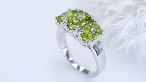 Lohaspie Jewelry Genuine 3.5 Carats Solid Sterling Silver 925 Ring Original Natural Peridot Chrome Diopside Ring 925 Silver Ring With Stone Peridot Wedding Ring For Women Jewelry