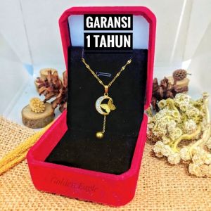 Kalung Bulan Kupu Kupu | Bahan Original Titanium Bukan Yang Campuran | Kalung Anti Karat & Tidak Bikin Alergi | Kalung Pria & Wanita