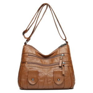 Retro All-In-One สไตล์เรียบง่าย Multi-Pocket กระเป๋าผู้หญิงวัยกลางคนขนาดใหญ่ความจุกระเป๋า Crossbody ไหล่กระเป๋า