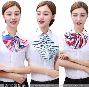 ผ้าพันคอไหมที่ปรับได้สำหรับผู้หญิง งานธนาคาร สายการบิน ชุดธุรกิจ ชุดทำงาน เสื้อผ้าทำงาน กลีบดอกไม้ ปมผ้าพันคอ สไตล์ OL แฟชั่นฤดูใบไม้ผลิและฤดูใบไม้ร่วง