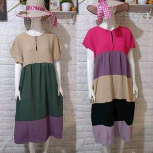 Daster Pelangi Jumbo Cringkle Airflow Cewek Kue LD 120 Warna Random