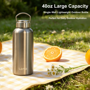 450-1500ml Stainless Steel Water Bottle Single Wall Bottle Large Capacity Big Mouth Bottle with Lid Cycling Drinkware Sports