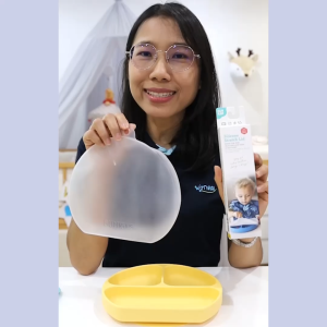 Bumkins จานซิลิโคนแบ่งช่อง มีฐานดูดพื้นผิว Silicone Grip Dish