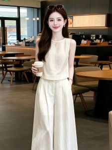 Y6Y | Youthful Casual Sporty Sleeveless Top and Wide Leg Pants Two-Piece Set