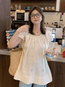 Elegant Embroidered Floral White Sleeveless Shirt Womens Loose Fit Summer Thin Backless Top Korean Style Commute Fashion