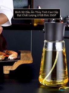 Bình Xịt Dầu Ăn và Rót Dầu 2 trong 1 SSGP 700ml Chai Thủy Tinh Borosilicate 2 Chế Độ Phun Sương Định Lượng Dầu Cho Nồi Chiên Không Dầu Đạt Chất Lượng LFGB Đức