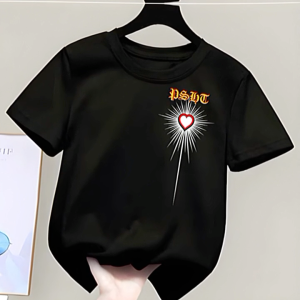 Kaos Anak PSHT Hati Bersinar Hitam Katun Combed Nyaman Dipakai
