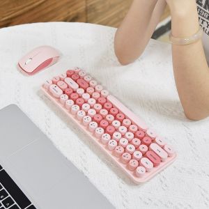 MOFII Wireless Keyboard and Mouse Cute Colorful 68 Round Keycap Compact Keyboard for Computer Computer Desktop Laptop