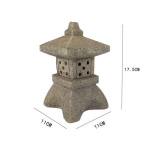 Palace Lanterns Handmade Craft Zen Ornaments Resin Solar Powered Stone Pagoda Lantern Tanglung Buatan Tangan Damar Solar