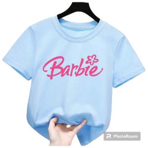 Atasan kaos fashion anak perempuan barbie pink usia 2-9 tahun