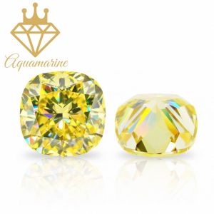 (Size 6x6 mm) Kim cương nhân tạo Moissanite giác cắt Cushion màu vàng vivid
