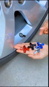 Bộ 4 ốc nhôm nắp chụp van bơm hơi ô tô trang trí 4 ốc nhôm nắp chụp trang trí bảo vệ đầu van bơm hơi lốp bánh xe ô tô chất liệu nhôm nhẹ bên đẹp