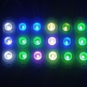 Lampu LED 3 mata jumbo kedap kedip warna warni rgb motor mobil 12 volt.