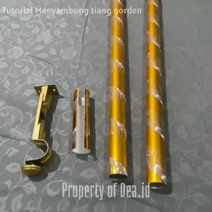 [2.5 - 4 Meter] Batang Gorden Pintu Jendela Fullset - Tiang Gordyn Rollet Soka Ulir Kristal Set