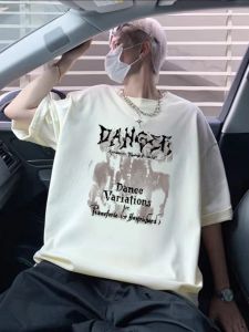 Áo Thun Nam Tay Ngắn Mùa Hè Cotton Nguyên Chất Dáng Rộng Thoải Mái Thường Ngày in Họa Tiết Thời Trang Đường Phố Cho Cặp Đôi