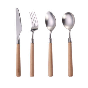 Luxury Retro Walnut Handle Stainless Steel Cutlery Set for Western Dining