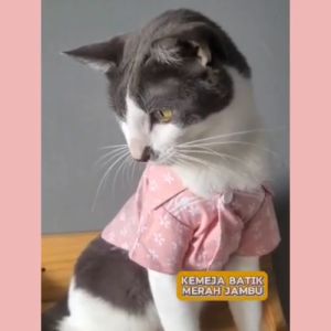 Pet Batik Shirt Cotton Floral Motive Pink for Cats and Small Dogs by Furry Finds Hub