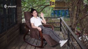 Ghế thư giãn | POANG ROCKING CHAIR | plywood óc chó/bạch dương | kẻ xanh | R67xS162xC86 cm