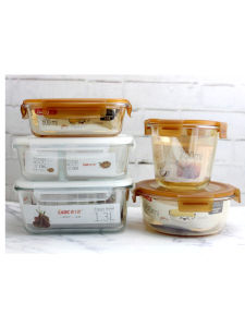 Large Capacity Glass Food Grade Preservation Box Microwave Oven Heating Special Sealed Bento Bowl Box Rectangular Shape Adult Use