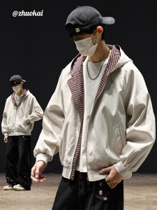 ZHUOKAI | Spring Casual Workwear Jacket Hooded Shoulder-slit Retro Loose