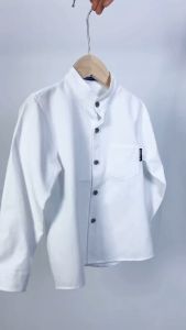 เสื้อแขนยาวคอจีนและคอปก ผ้านิ่มใส่สบาย สะดวกต่อการเคลื่อนไหว เนื้อผ้ายับยากและไม่ต้องรีดบ่อย สำหรับเด็กชายหนุ่มอายุ 3-12 ปี